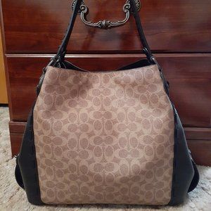 New Coach Whipstitch Edie 42 Shoulder Bag ~ Tan/Black